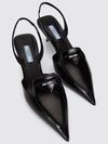 Brushed Leather Slingback Heels Black - PRADA - BALAAN 2