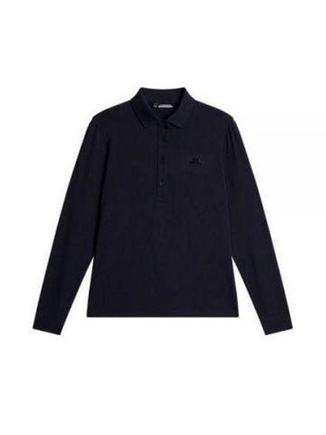 Flor Logo Polo Long Sleeve T-Shirt Navy Melange - J.LINDEBERG - BALAAN 1