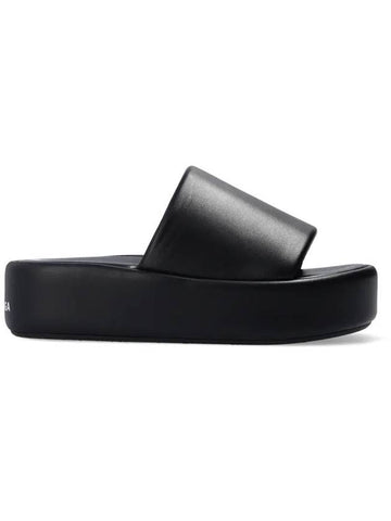 Rise Platform Leather Slippers Black - BALENCIAGA - BALAAN.