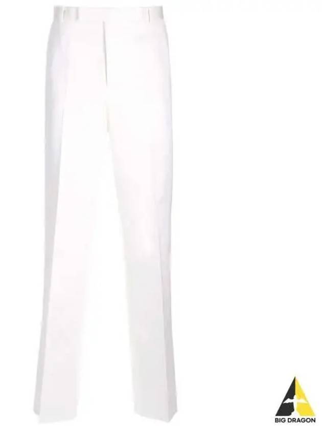 Low Rise Cotton Straight Pants White - THOM BROWNE - BALAAN 2