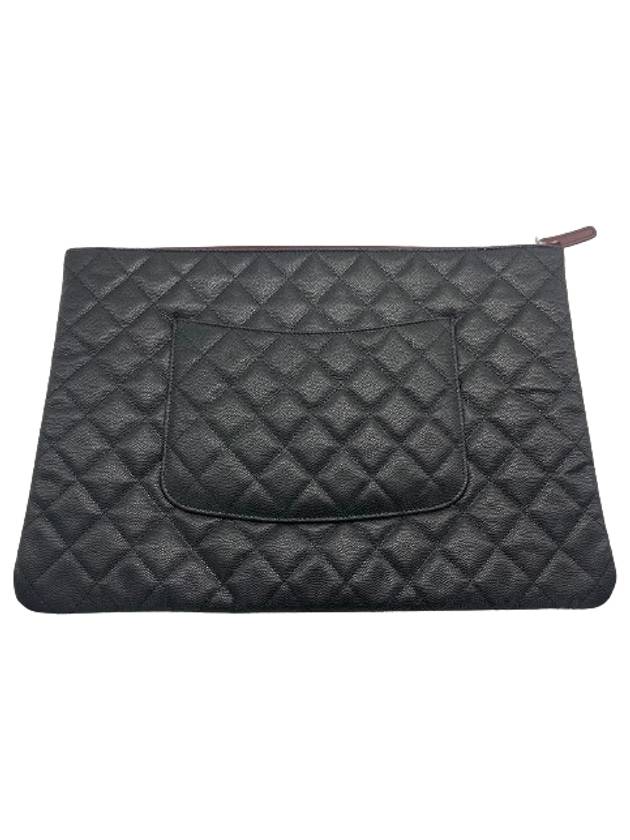 Large Classic Caviar Silver Logo Clutch Bag Black - CHANEL - BALAAN 3