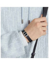 Silver CD Icon Leather Bracelet Black - DIOR - BALAAN 4