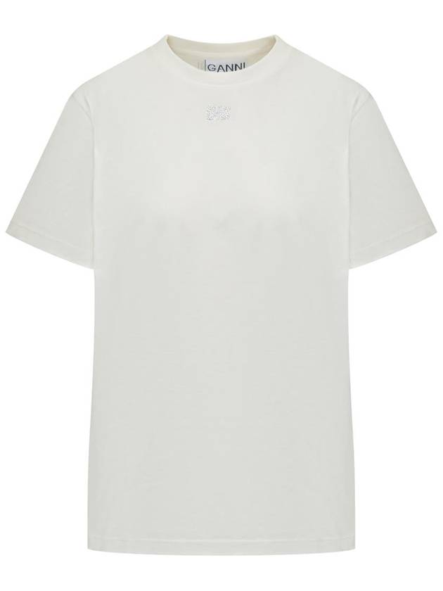 Logo Cotton Short Sleeve T-Shirt White - GANNI - BALAAN 2