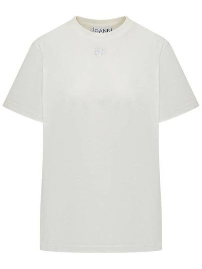 Logo Cotton Short Sleeve T-Shirt White - GANNI - BALAAN 2