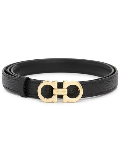 Gancini Leather Belt Black - SALVATORE FERRAGAMO - BALAAN 2