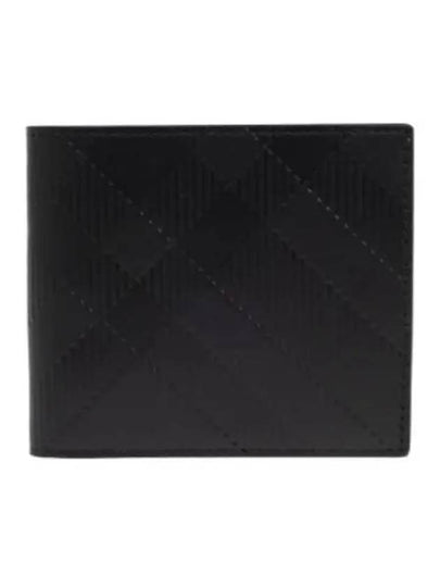 Embossed Check Bifold Half Wallet Black - BURBERRY - BALAAN 2