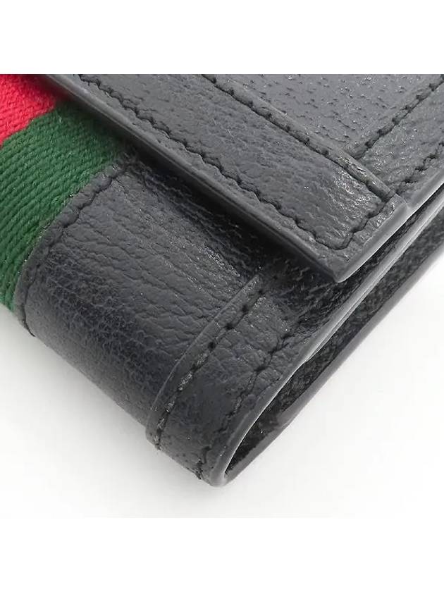 523174 GG Logo Ophidia Tricolor Stitch PVC Black Leather Women s Half Wallet - GUCCI - BALAAN 3