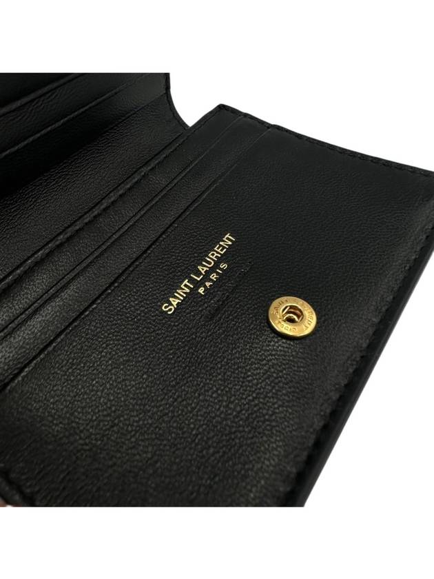 Casandra Matelasse Quilted Lambskin Flap Card Wallet Black - SAINT LAURENT - BALAAN 8