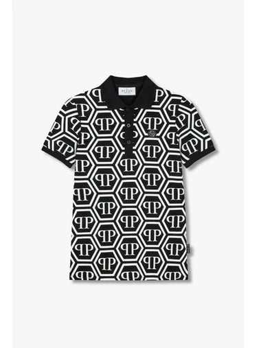 Men s Logo Monogram Pique Polo Shirt Black - PHILIPP PLEIN - BALAAN 1