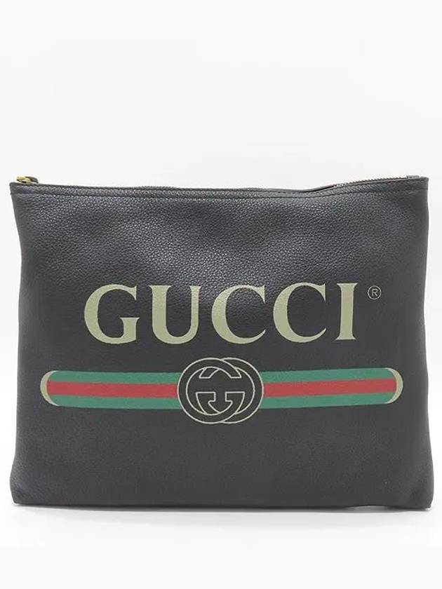 500981 Logo Printing Black Leather Medium Portfolio Clutch Bag - GUCCI - BALAAN 2