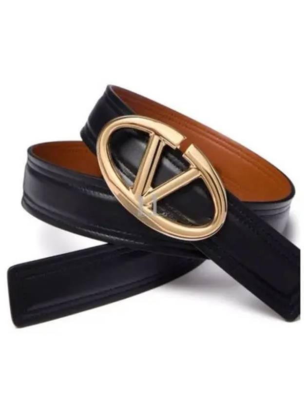 Bold Edition V Logo Signature Leather Belt Black - VALENTINO - BALAAN 2