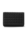 Men's Intrecciato Card Wallet Black - BOTTEGA VENETA - BALAAN 2