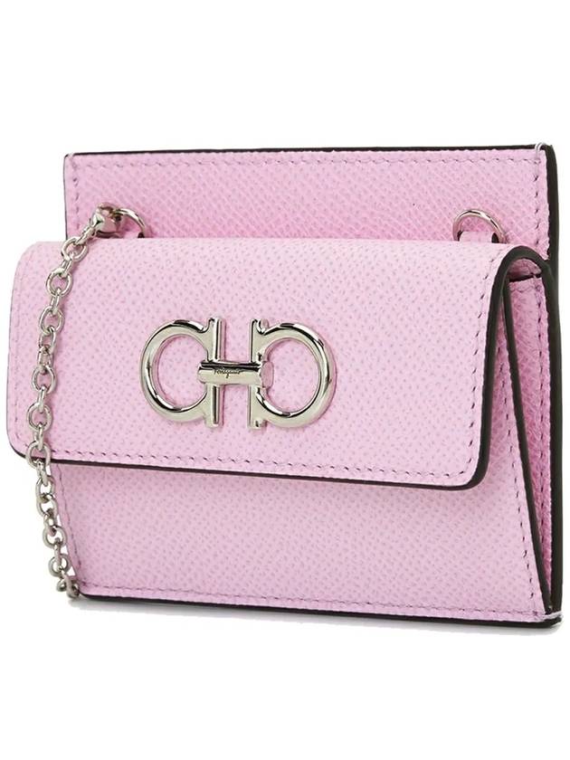 Gancini Leather Card Wallet Pink - SALVATORE FERRAGAMO - BALAAN 4