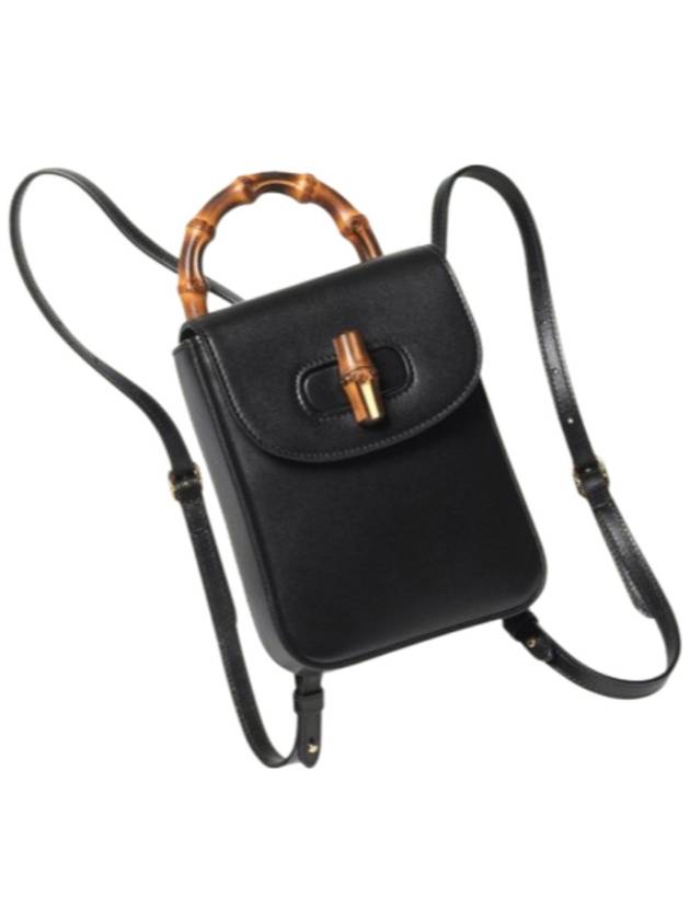 Bamboo Leather Mini Bag Black - GUCCI - BALAAN 6