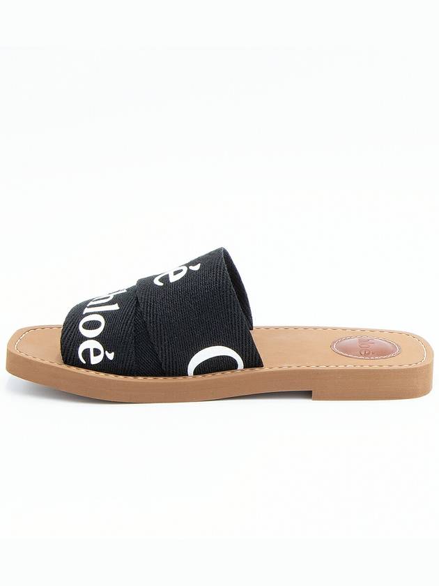 Woody Logo Flat Mule Slippers Black - CHLOE - BALAAN 6