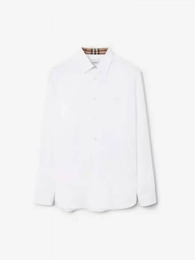 Plain Cotton Long Sleeve Shirt White - BURBERRY - BALAAN 2