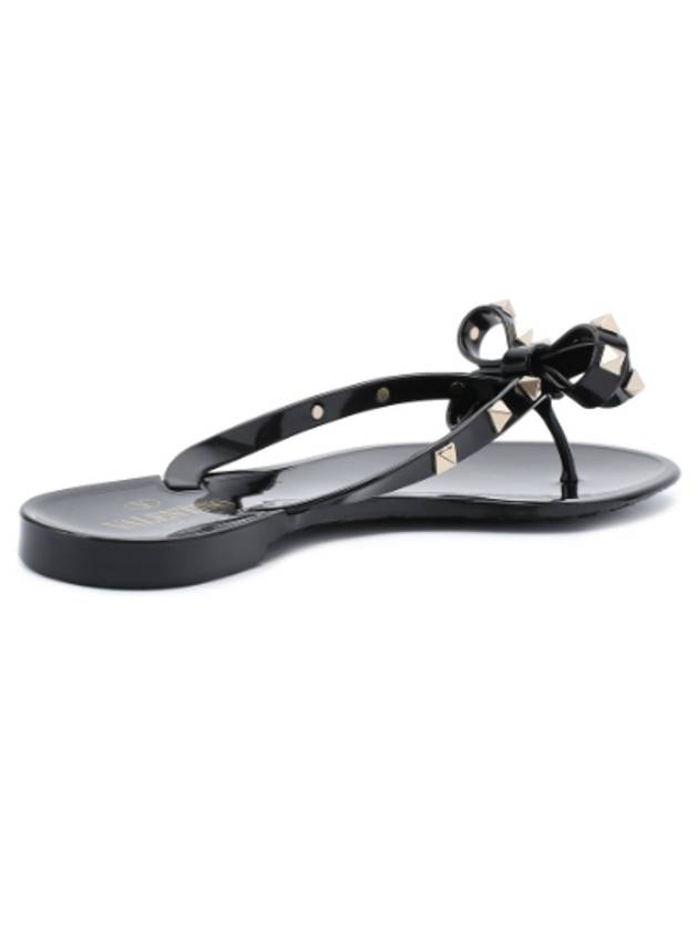 Rockstud Ribbon Flip Flops Black - VALENTINO - BALAAN 5