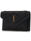 Gaby Flap Quilted Leather Card Wallet Black - SAINT LAURENT - BALAAN 3