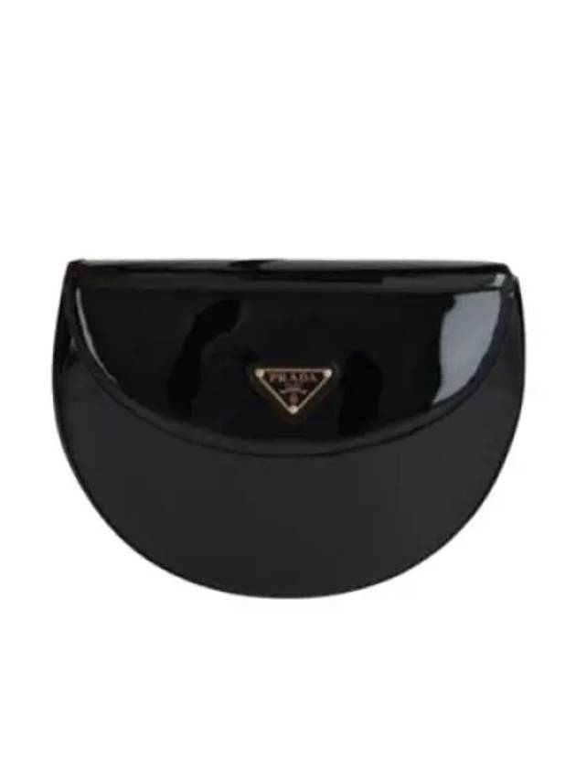 Logo Plaque Leather Cross Bag Black - PRADA - BALAAN 2