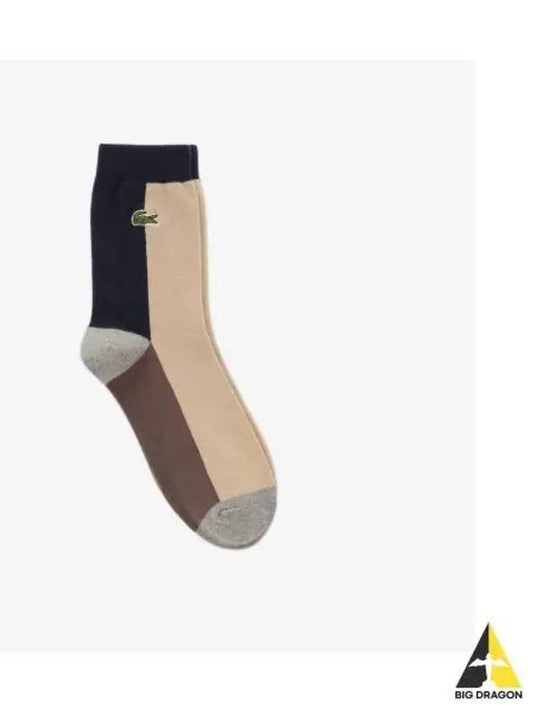 Men s Color Block Medium Neck Socks Navy - LACOSTE - BALAAN 1