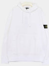 Logo Patch Drawstring Hoodie White - STONE ISLAND - BALAAN 3