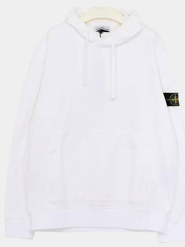 Logo Patch Drawstring Hoodie White - STONE ISLAND - BALAAN 3