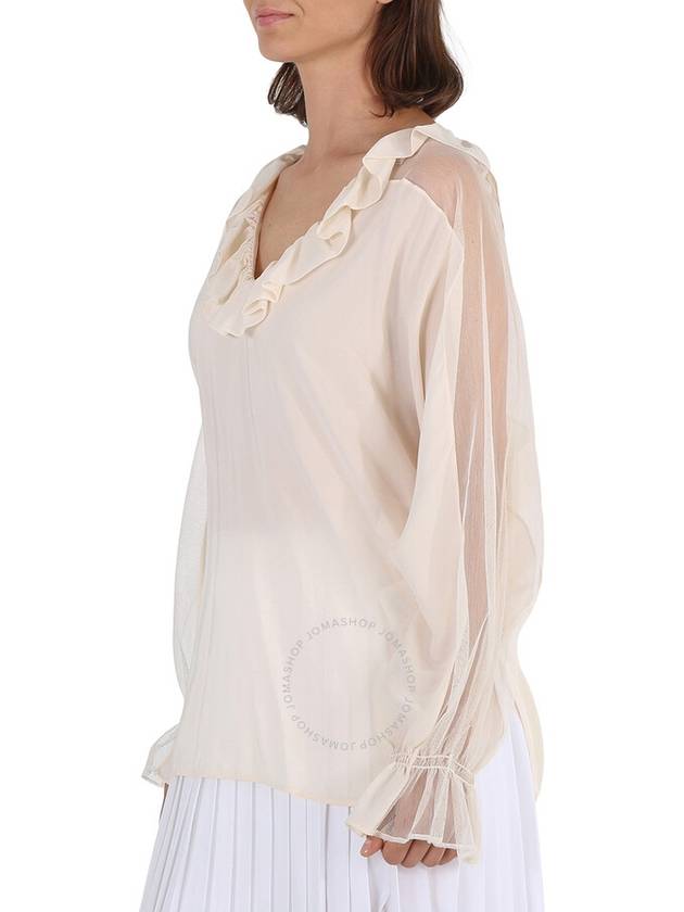 Stella McCartney Ladies Knit Tops Tops White Ruffle Top Cut Shld, Brand Size 40 (US Size 6) - STELLA MCCARTNEY - BALAAN 3