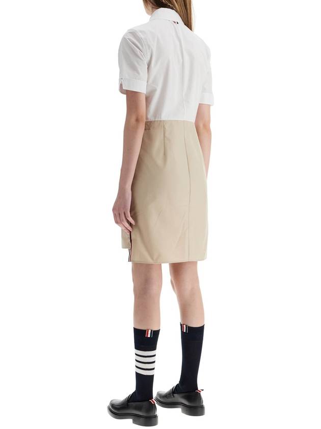 khaki typewriter cloth dress with striped logo - THOM BROWNE - BALAAN 3