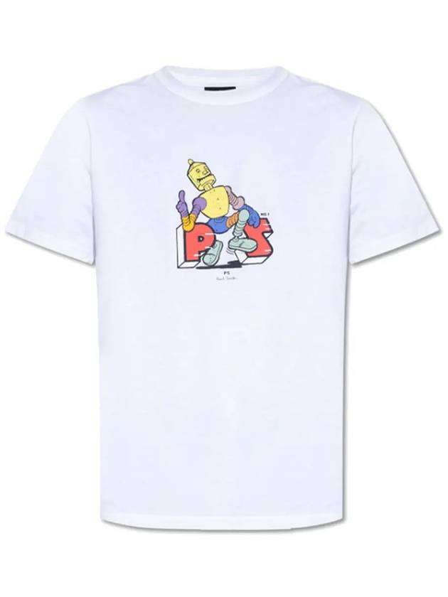 Robot Print Cotton Short Sleeve T-Shirt White - PAUL SMITH - BALAAN 2