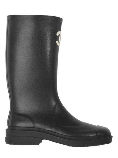 CC Logo High Rubber Rain Boots Black - CHANEL - BALAAN 1