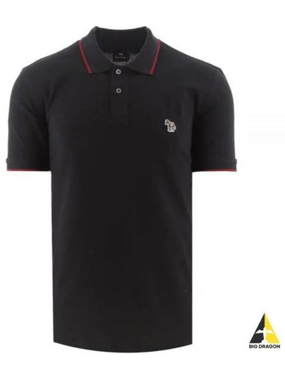 Zebra Patch Regular Fit Short Sleeve Polo Shirt Black - PAUL SMITH - BALAAN 2