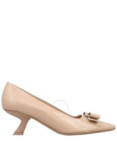 Salvatore Vara Bow Leather Pumps Heel Beige - SALVATORE FERRAGAMO - BALAAN 2