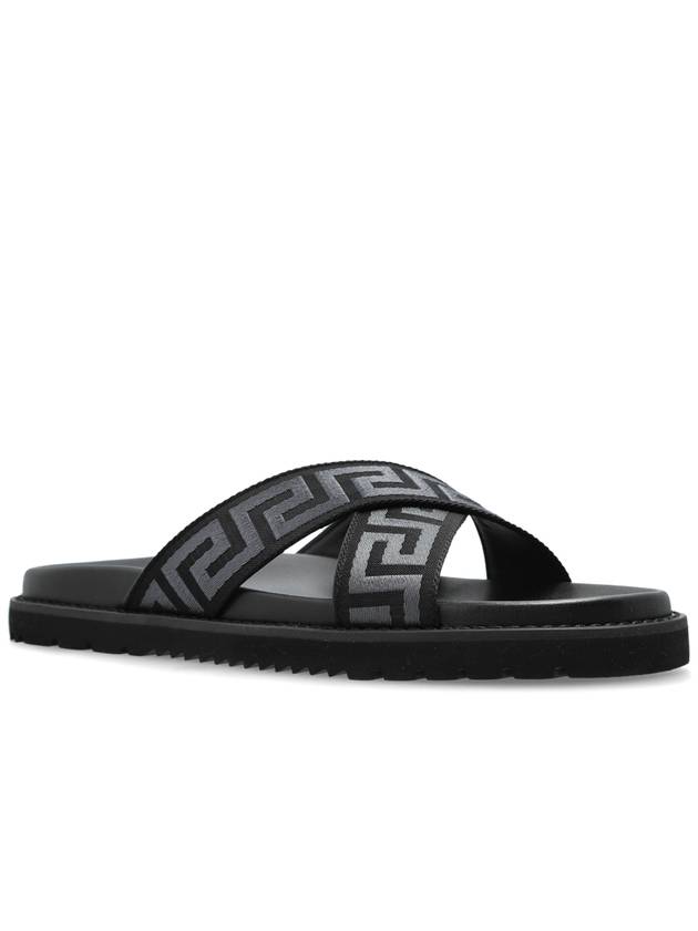 Versace Slides With ‘Greca’ Pattern, Men's, Black - VERSACE - BALAAN 4