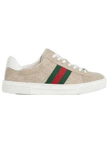 Ace Web Low Top Sneakers Oatmeal - GUCCI - BALAAN 1