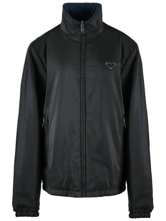 triangle logo color reversible zip-up jacket black - PRADA - BALAAN 2