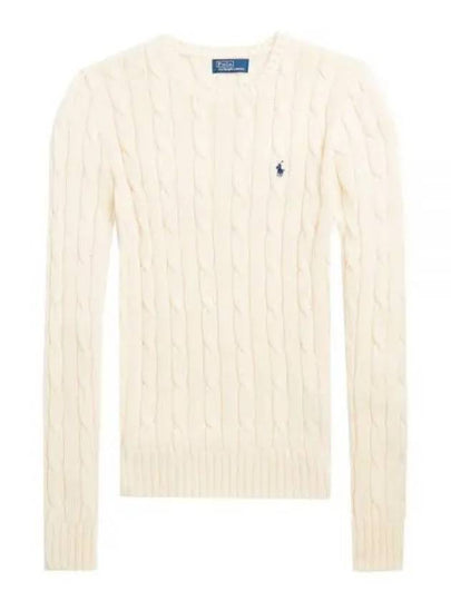 Embroidered Logo Pony Cable Knit Top Cream - POLO RALPH LAUREN - BALAAN 2