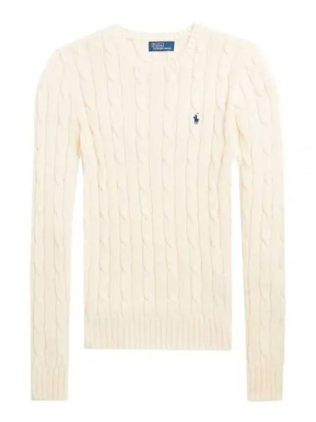 Embroidered Logo Pony Cable Knit Top Cream - POLO RALPH LAUREN - BALAAN 2