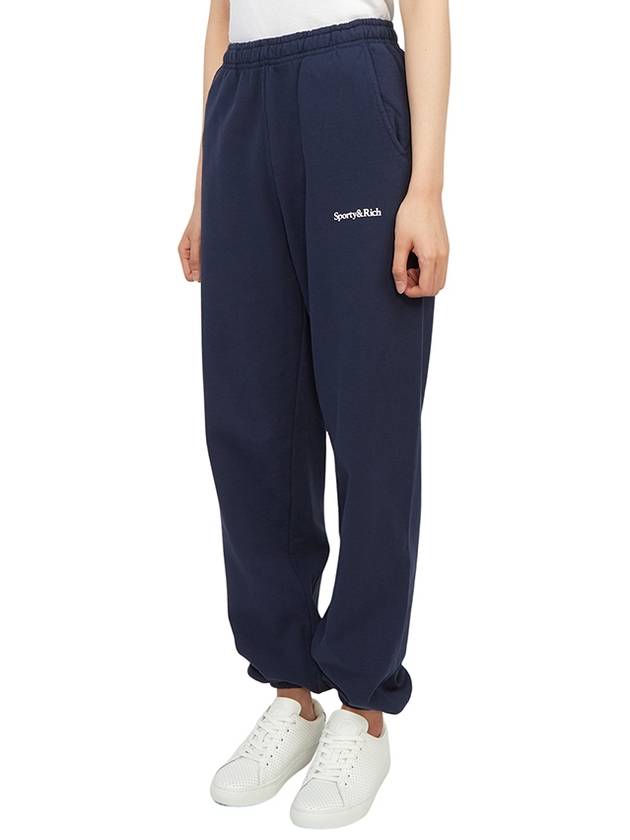 Training Logo Cotton Jogger Track Pants Navy - SPORTY & RICH - BALAAN 5