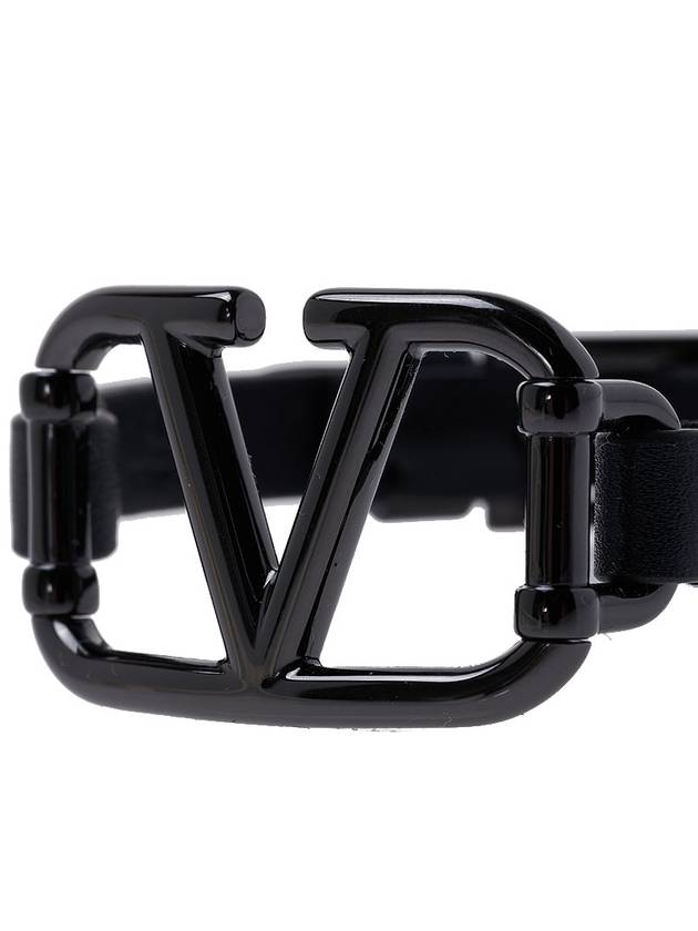 V Logo Leather Bracelet Black - VALENTINO - BALAAN 6