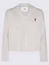 Small Heart Long Sleeve Polo Shirt White - AMI - BALAAN 2