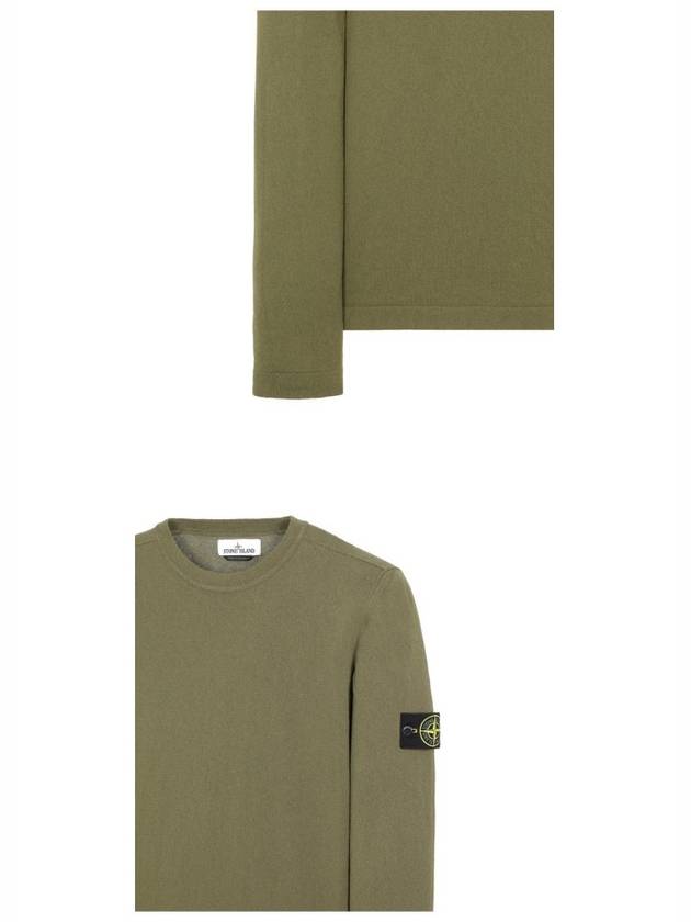 Men's Wappen Patch Crew Neck Cotton Knit Top Khaki - STONE ISLAND - BALAAN 6