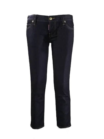 Women's Button Crop Jeans Blue - DSQUARED2 - BALAAN 1