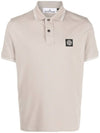 Stretch Cotton Pique Short Sleeve Polo Shirt Dove Grey - STONE ISLAND - BALAAN 2