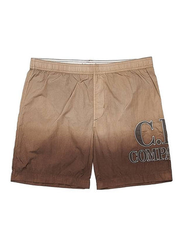 Eco-Chrome R Short Logo Print Swim Shorts Brown - CP COMPANY - BALAAN 1