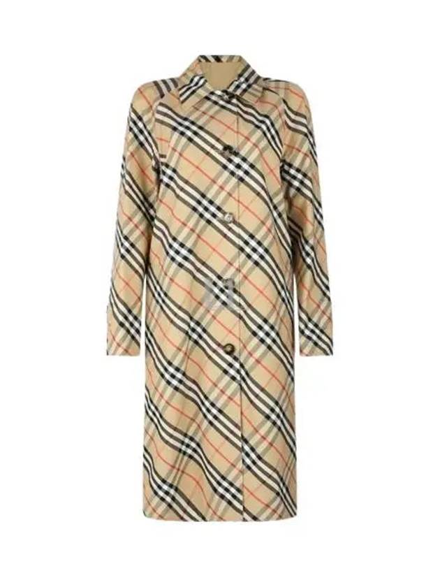 Check Reversible Long Gabadin Car Single Coat Beige - BURBERRY - BALAAN 2