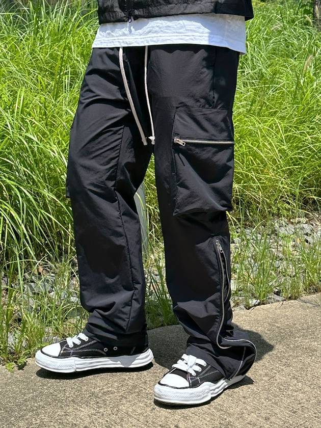 Nylon Side Zipper Cargo Pants Black - CLACO - BALAAN 2