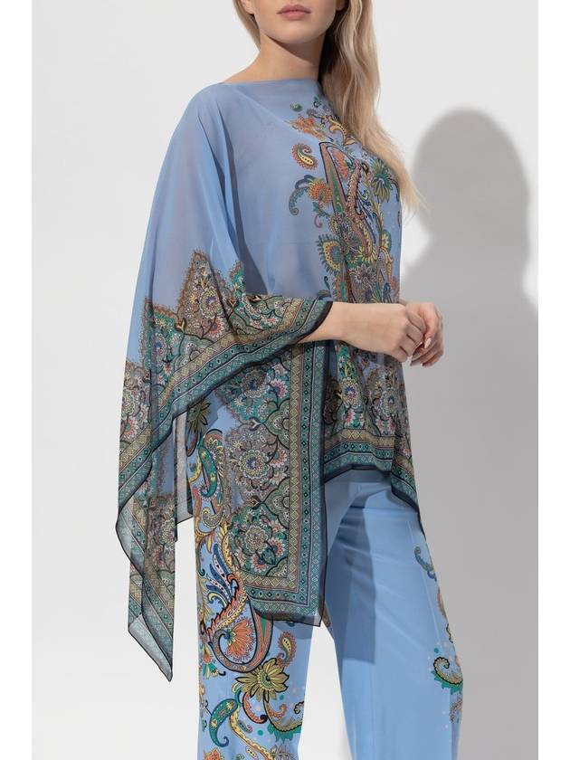 Etro Silk Poncho, Women's, Blue - ETRO - BALAAN 3