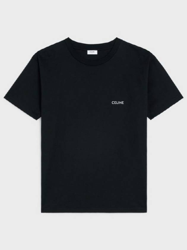 Logo Print Cotton Jersey Loose Short Sleeve T-Shirt Black - CELINE - BALAAN 2