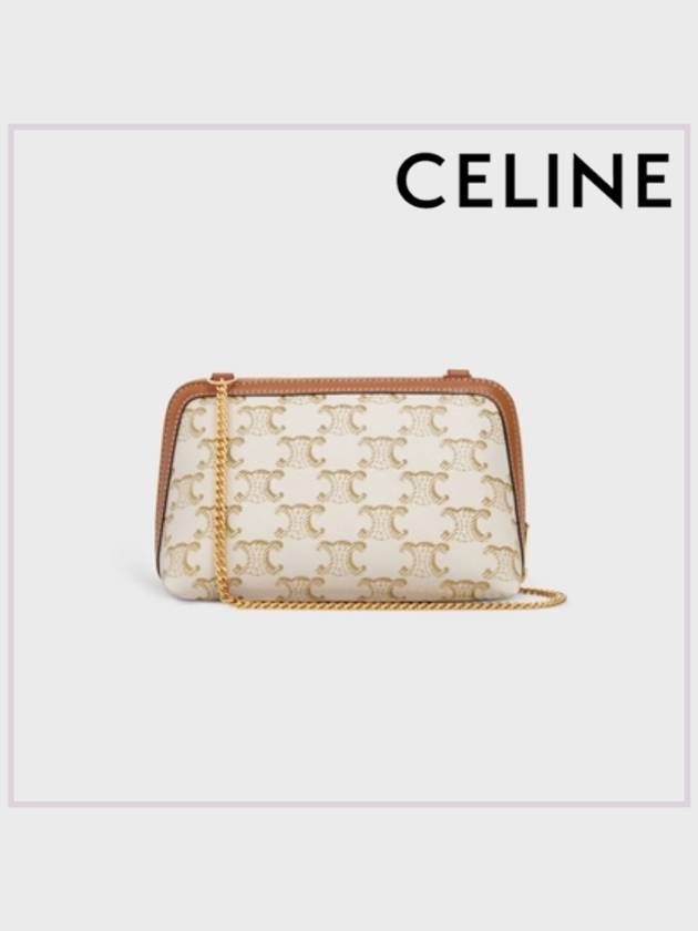 Triomphe Chain Clutch Bag White Tan - CELINE - BALAAN 2