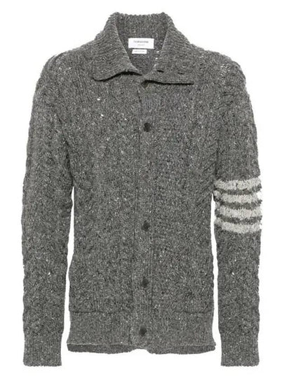 4-Bar Arm Band Knit Cardigan Grey - THOM BROWNE - BALAAN 2